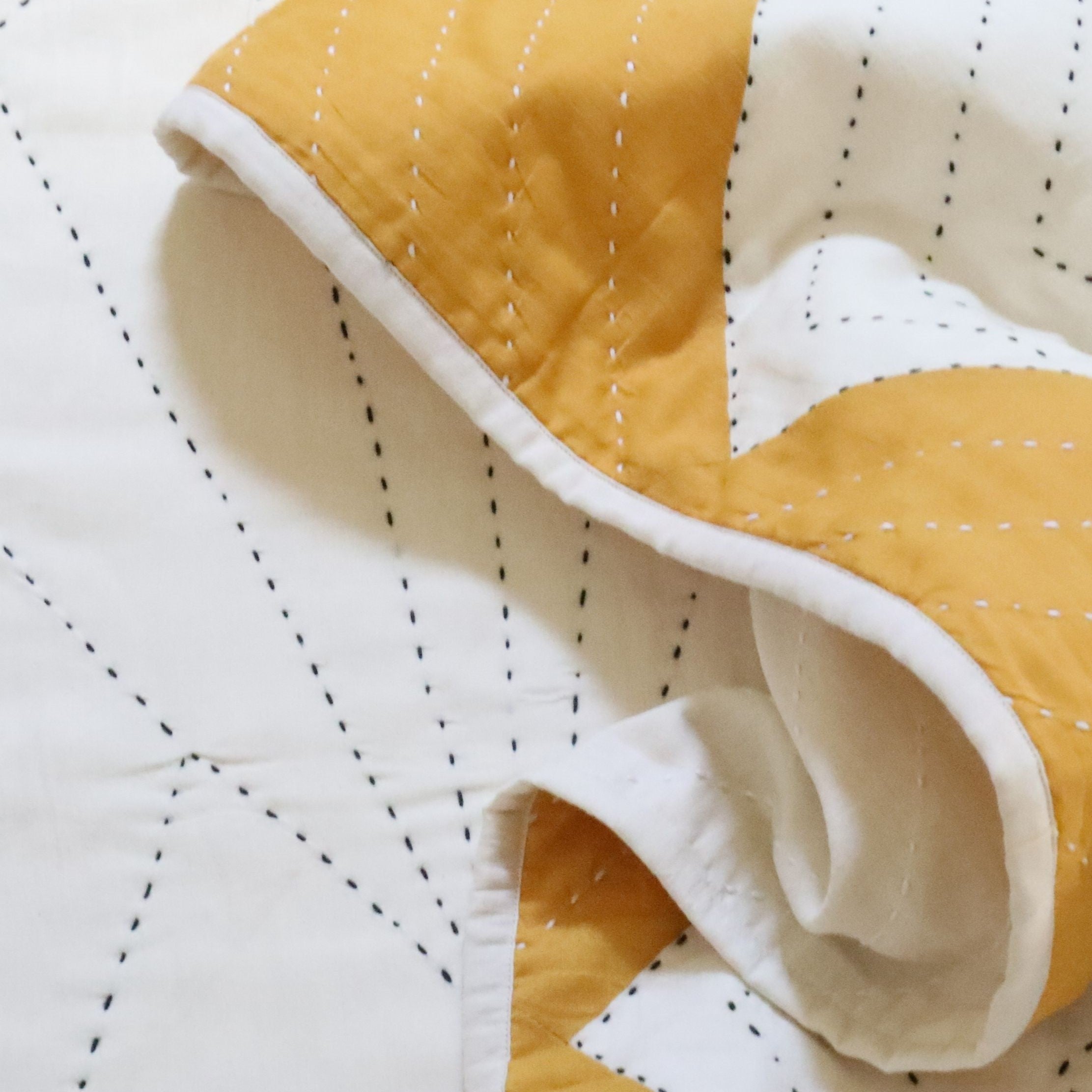 Modern Handmade Quilt – Organic Cotton – Neutral Geometric