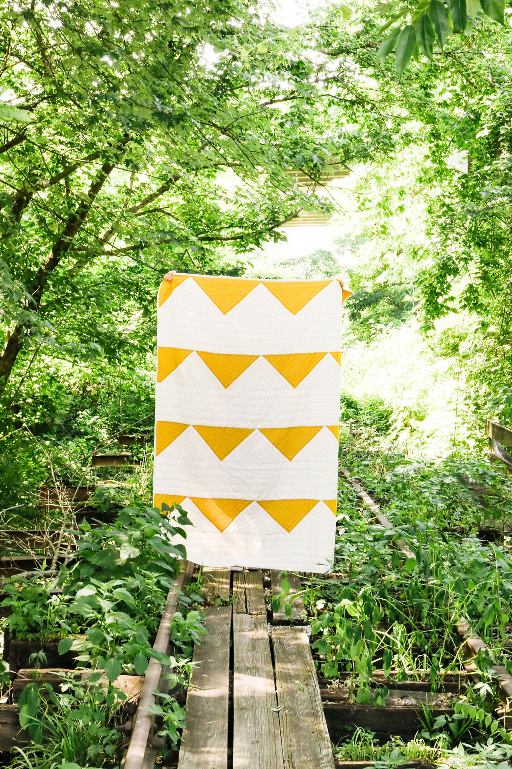 Modern Handmade Quilt – Organic Cotton – Neutral Geometric