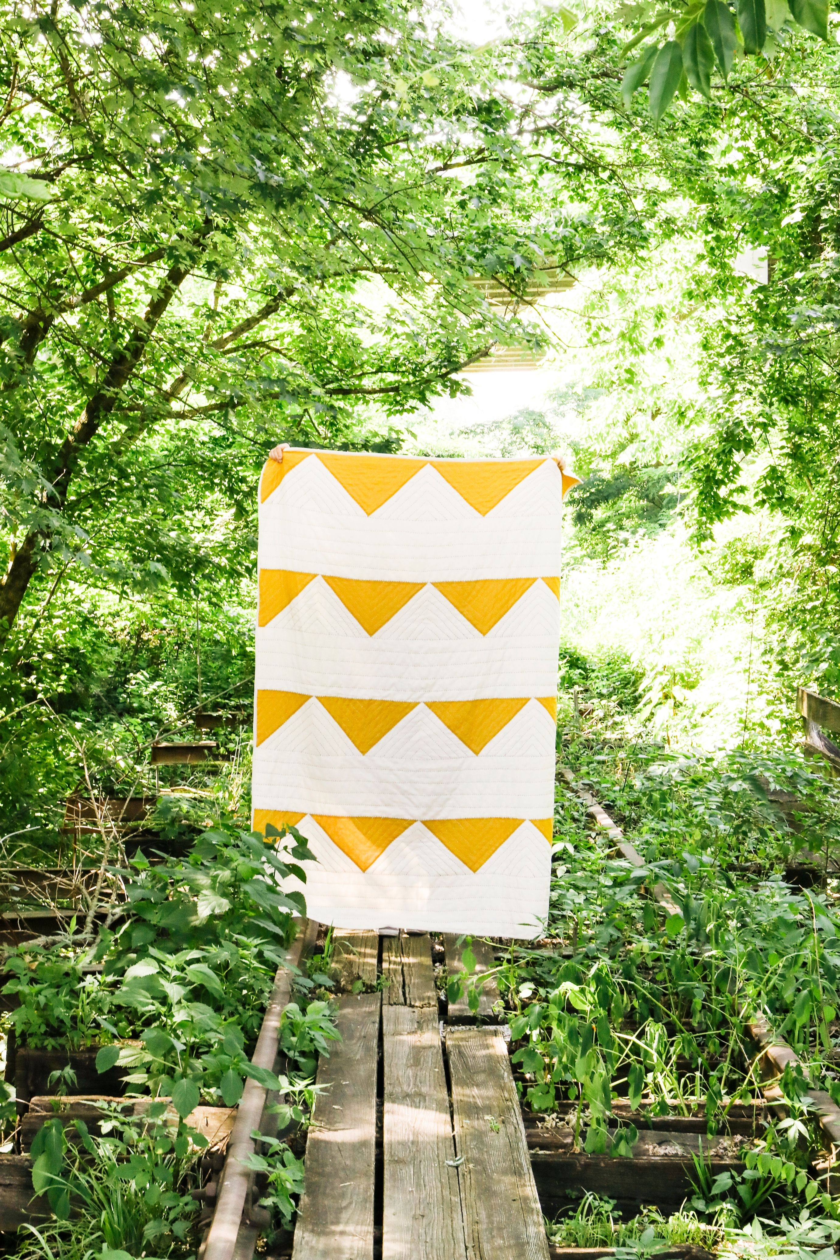 Modern Handmade Quilt – Organic Cotton – Neutral Geometric