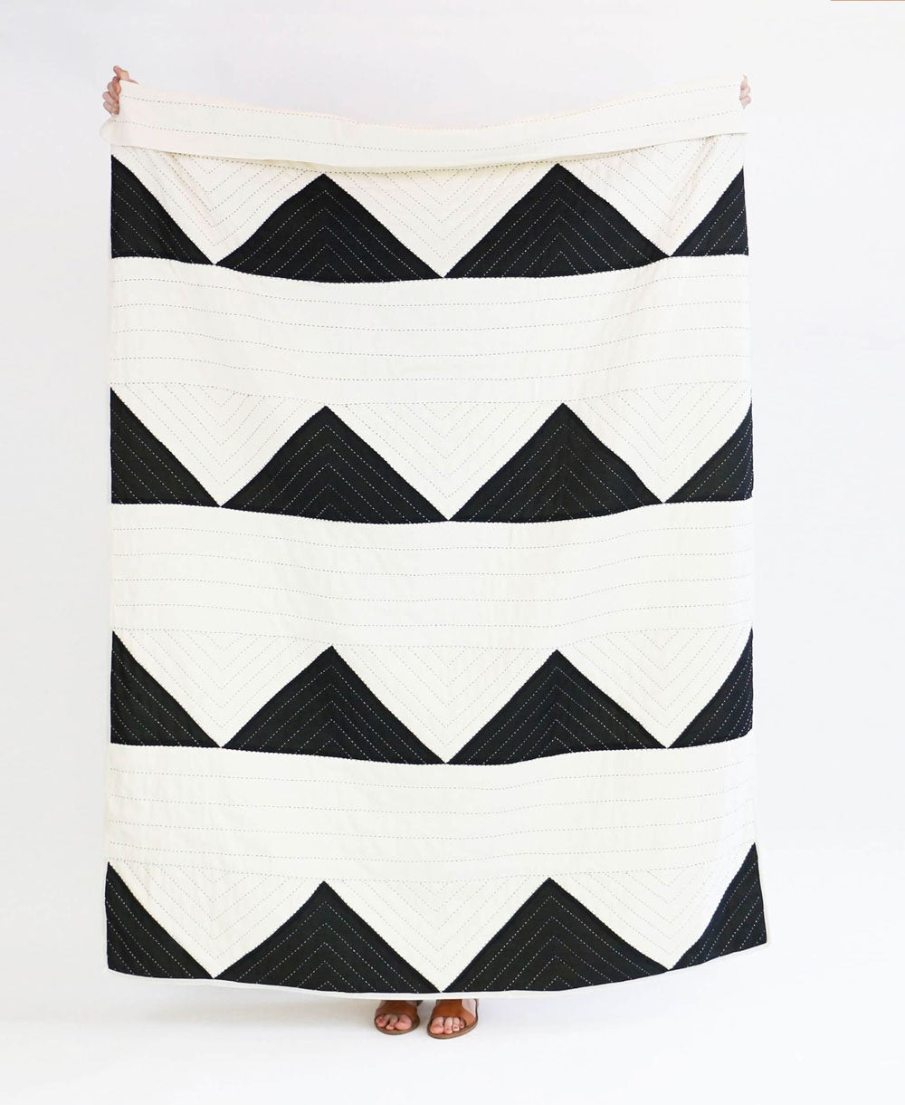 Modern Handmade Quilt – Organic Cotton – Neutral Geometric