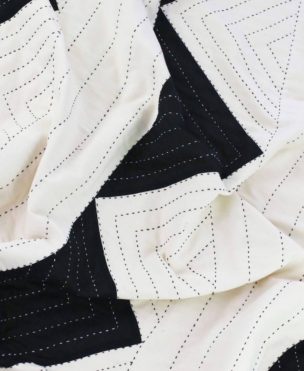 Modern Handmade Quilt – Organic Cotton – Neutral Geometric
